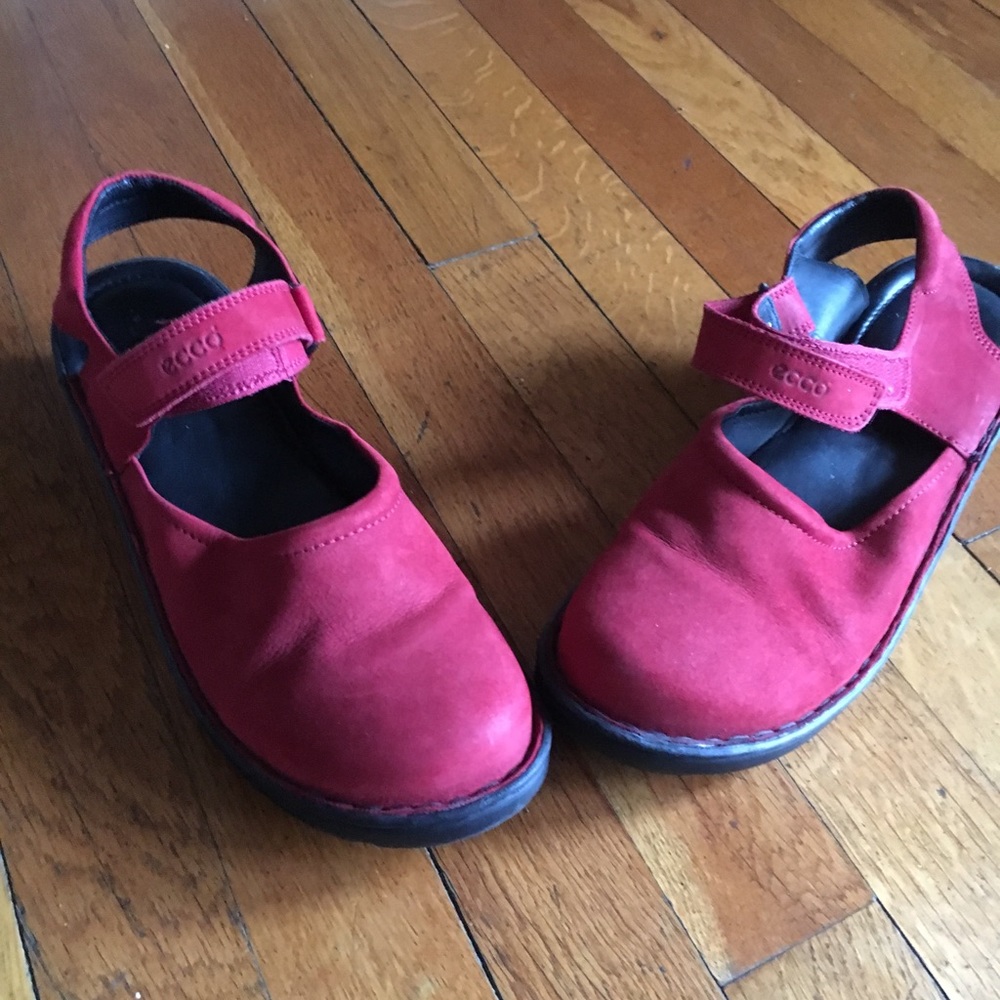 Red Ecco brand shoe
